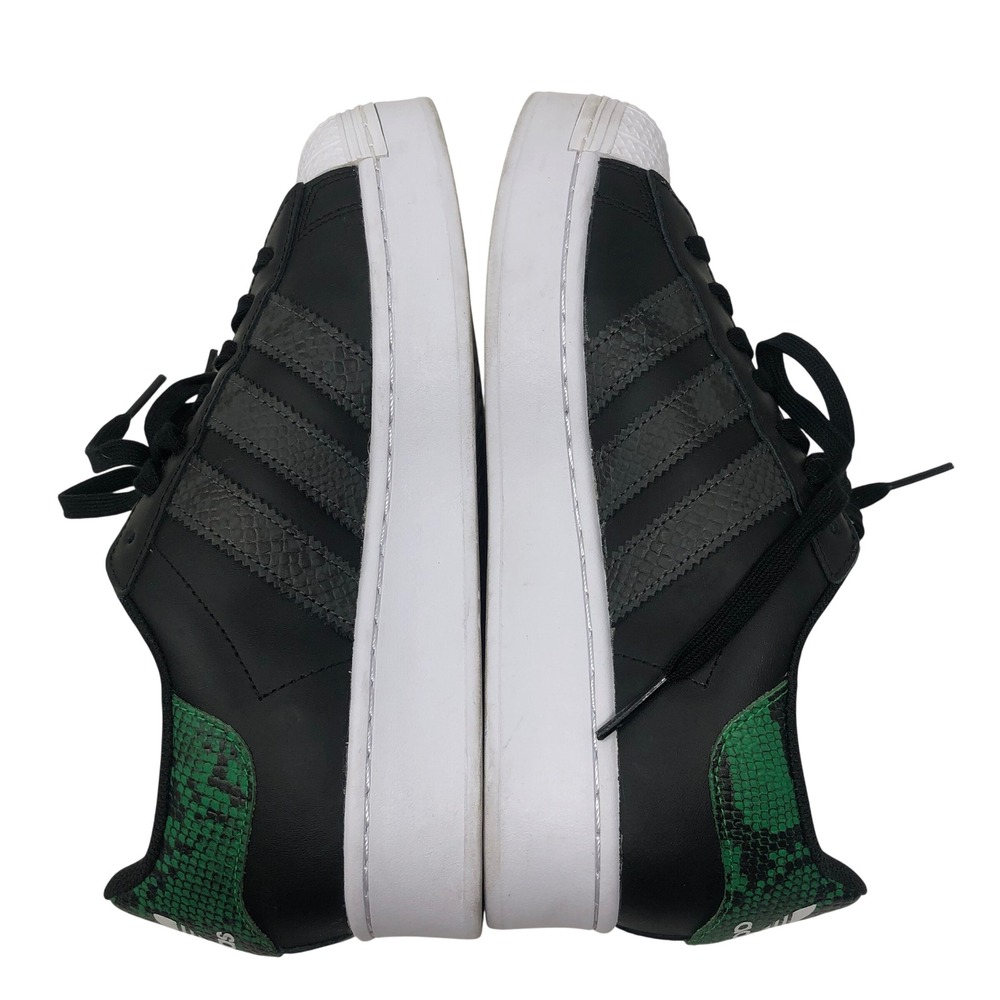 Adidas Superstar Bold Womens 8.5 Black Green‎ Snakeskin Platform Sneakers